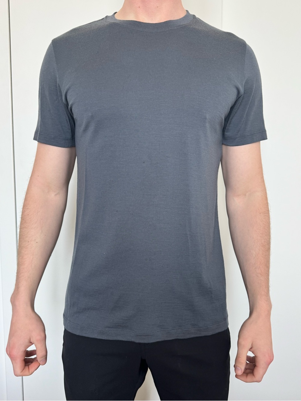 Outlier Gray Merino Wool T-Shirt Classic Crewneck Charcoal Minimalist Technical